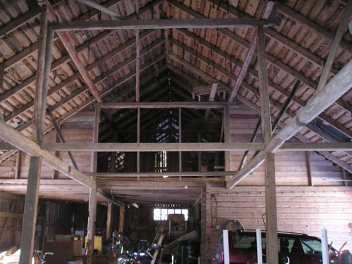 Inside the barn